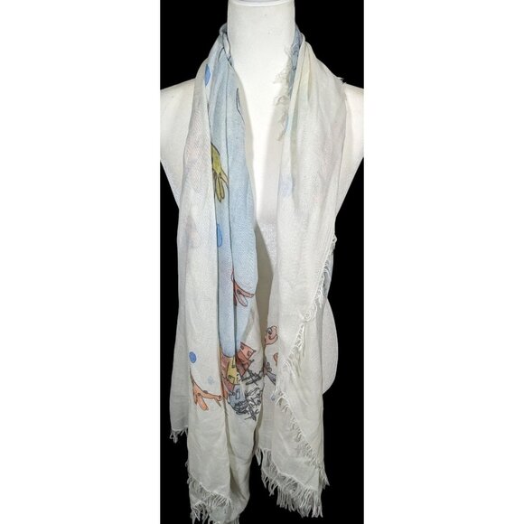 Whimsical Italian "The Sea Ends Where The Sky Begins" Art Scarf/Shawl - Picture 8 of 16